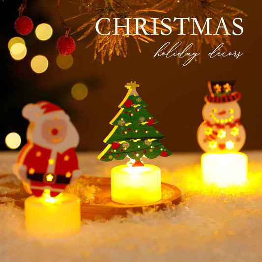 LED Electronic Candle Lights Christmas Trees Santa Claus Snowmen Creative Candles Small Night Lights Home Decorative Ornaments