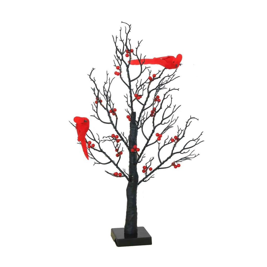 Lighted Mini Birch Tree Light LED Cardinals Christmas Tree Vintage Glowing Tree Light For Table Holiday Home Xmas Decoration