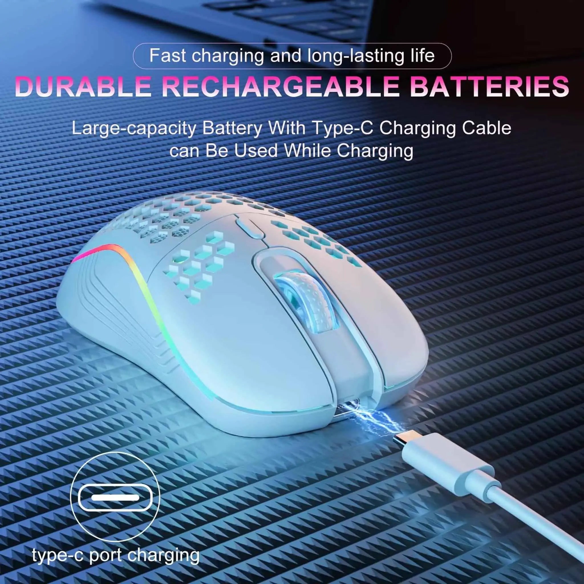 2.4G Wireless Mouse with RGB Backlit 6-Button 3-Speed DPI