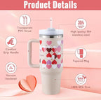 40 Oz Tumbler With Handle Straw Insulated, Stainless Steel Spill Proof Vacuum Coffee Cup