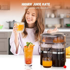 New Double Head Electric Juicer Built-in Fruit Cutting Function Automatic Lifting Squeezing 200W Brushless Motor Portable Home Fruit Juice Extractor