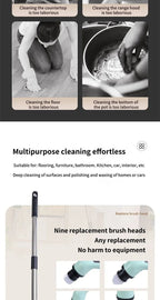 9 in 1 Electric Spin Scrubber Cordless Cleaning Brush Shower Scrubber Adjustable Extension Handle Waterproof For Tub Tile Floor