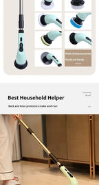 9 in 1 Electric Spin Scrubber Cordless Cleaning Brush Shower Scrubber Adjustable Extension Handle Waterproof For Tub Tile Floor