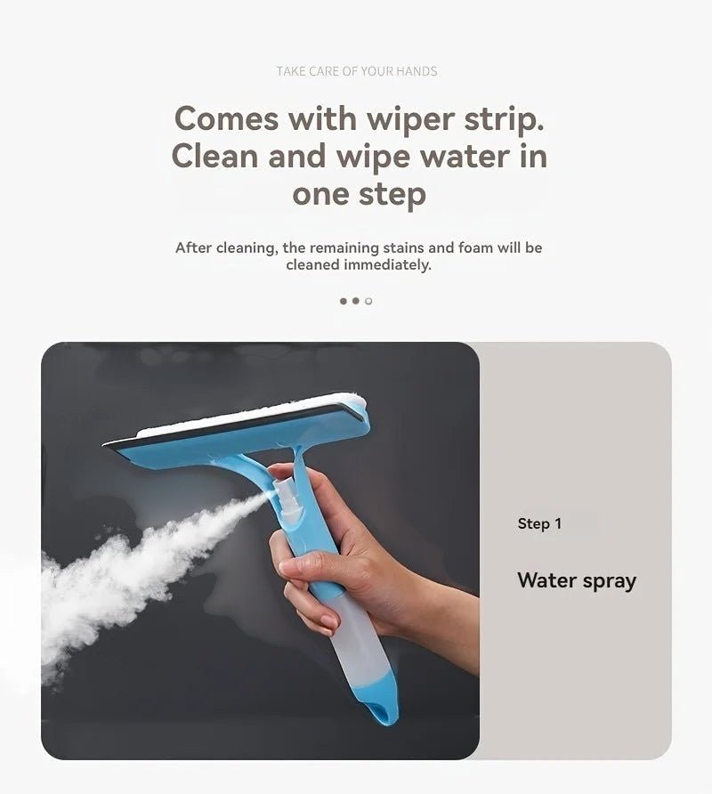 Window Cleaning Squeegee With Spray Bottle Attachment