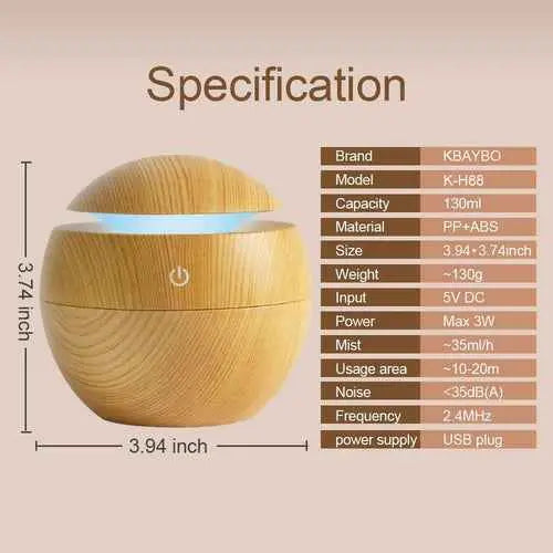 USB Ultrasonic Cool Mist Humidifier Air Purifier 7 Color Change LED